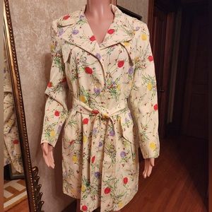 Vintage Donald Brooks For Main Street 1960s Floral Trench Coat